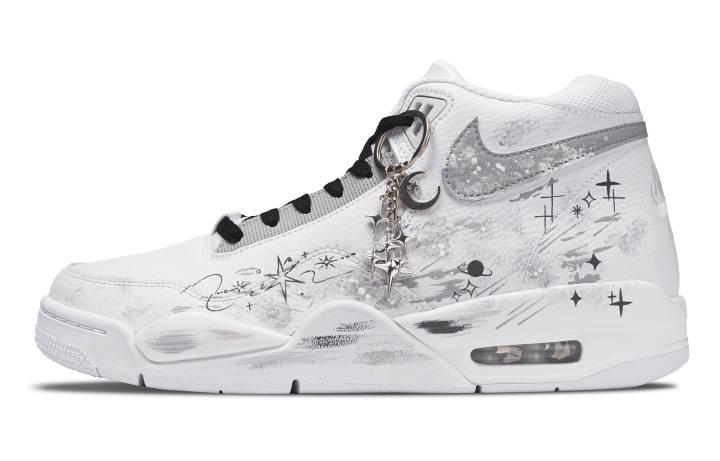 Nike Nike Flight Legacy Star Moon Galaxy Mid top Vintage Basketball Shoes Men's Silver White