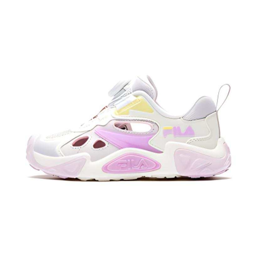 FILA KIDS Cushioning Breathable Low top Kids' Outdoor Shoes Lilac Gray Milk White Children Aged 3 7 Years Old