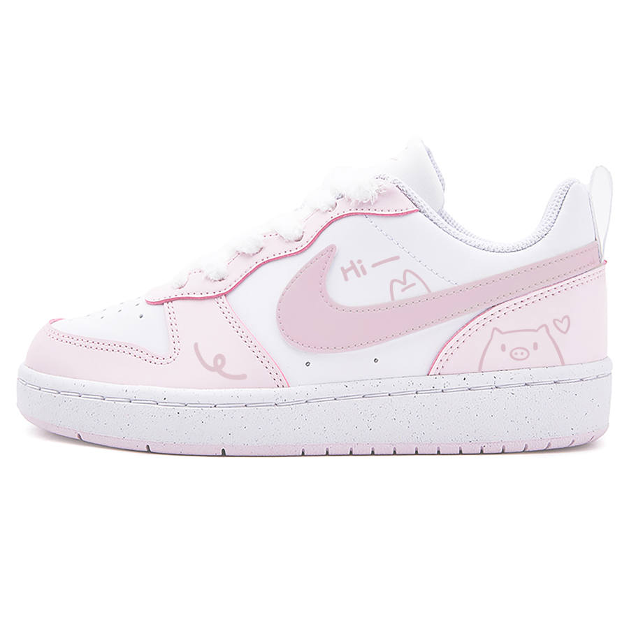Nike Nike Court Borough Sweetheart Pink Pig Leather Abrasion Resistant Abrasion Resistant Low top Kids' Skateboarding Shoes