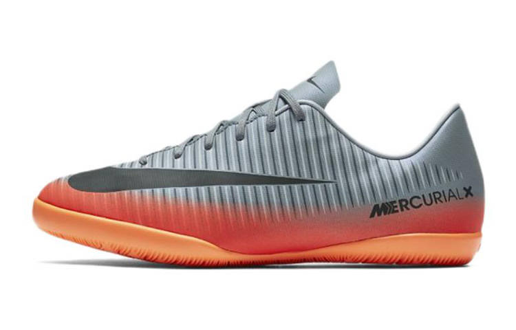 Nike Nike MercurialX Jr. Victory 6 CR7 Anti-Slip And Wear-Resistant Lightweight Low-Top Kids' Soccer Shoes Gray Orange Kids'