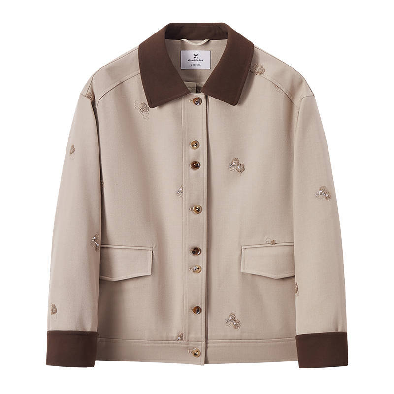 XIANGYING Jackets Women's Khaki Lapel Moderate Workwear