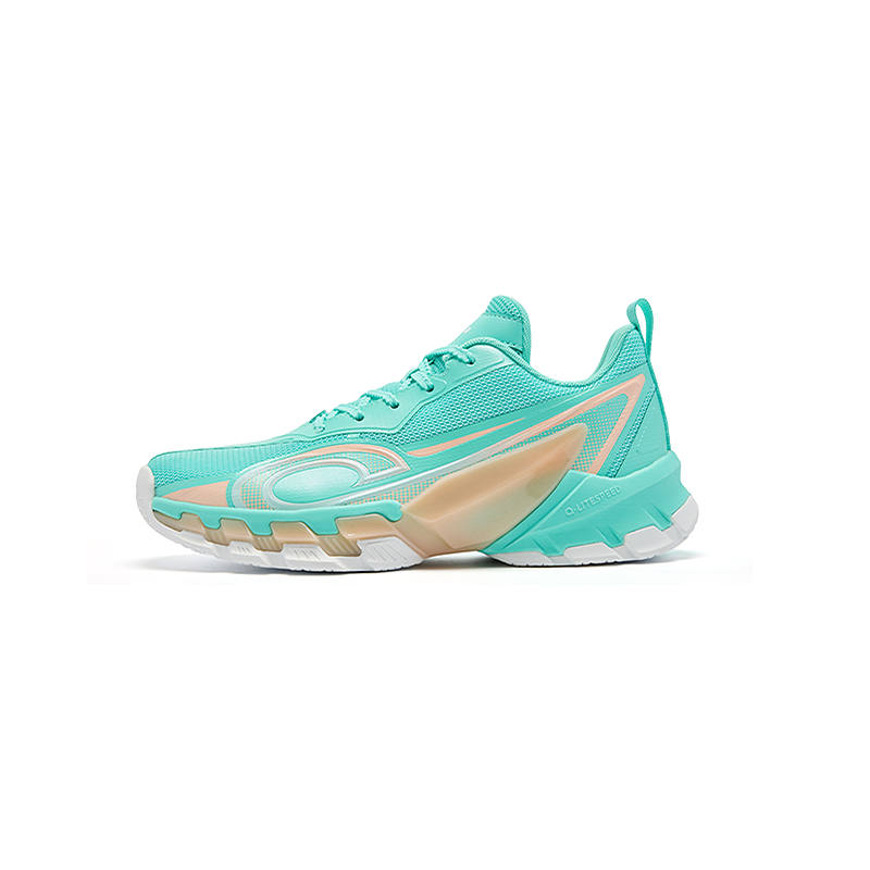 QIAODAN Abrasion Resistant Breathable Low top Children's Basketball Shoes Hatsune Green/Soft Peach Pink Kids'
