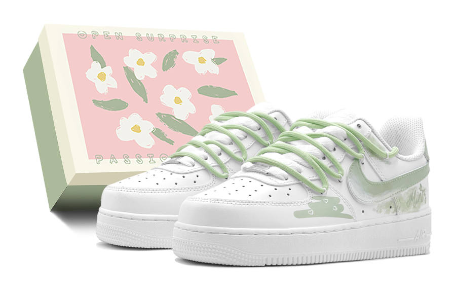 Nike Nike Air Force 1 Green Grape Matcha Synthetic Leather Low top Kids' Skateboarding Shoes Matcha Teenagers