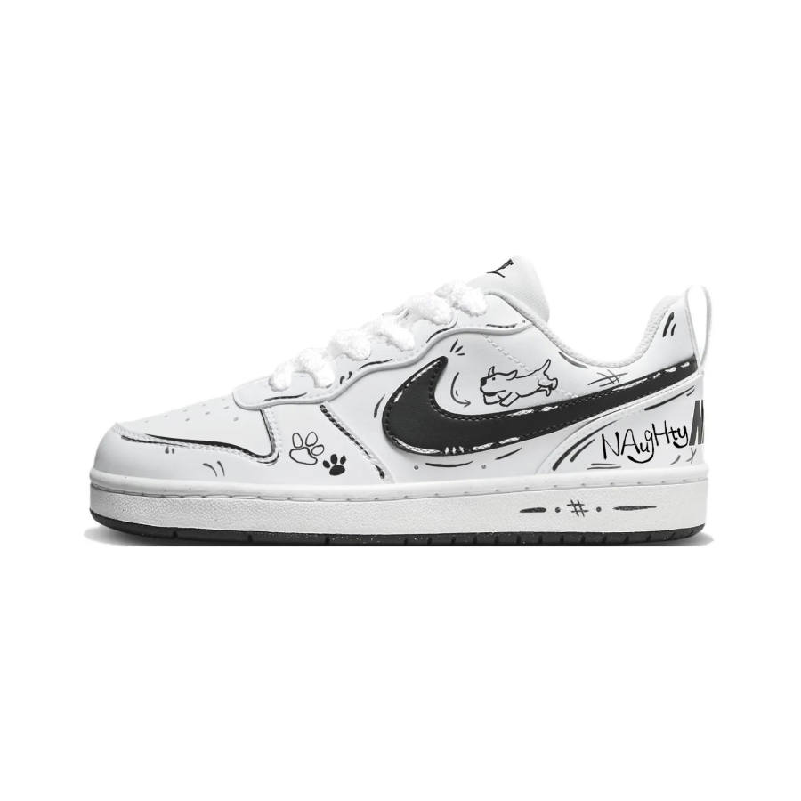 Nike Nike Court Borough Naughty Dog Synthetic Leather Low top Skateboard Shoes Black Kids'