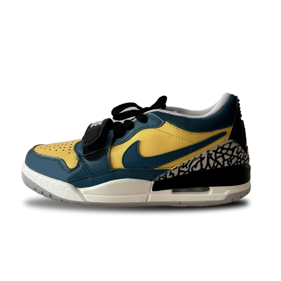 Jordan Jordan Legacy 312 Low Leather Slip Resistant Cushioning Low top Children's Basketball Shoes Navy Blue Teenagers