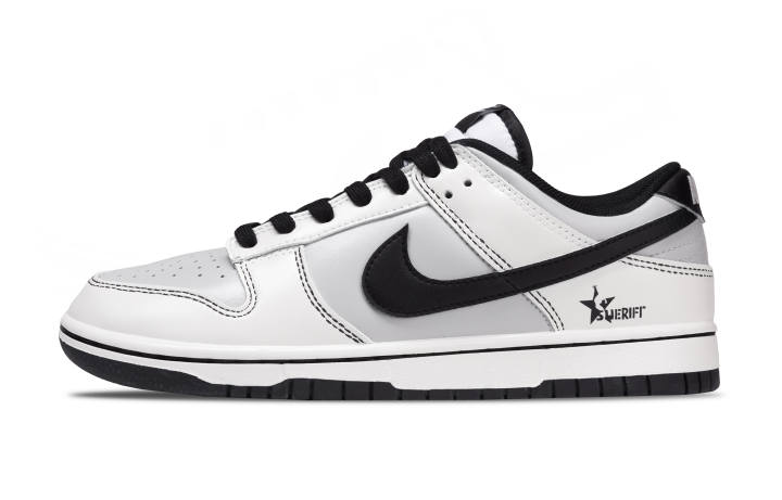 Nike Nike Dunk Black & White Scale Leather Slip Resistant Slip Resistant Low top Skateboard Shoes White Kids'