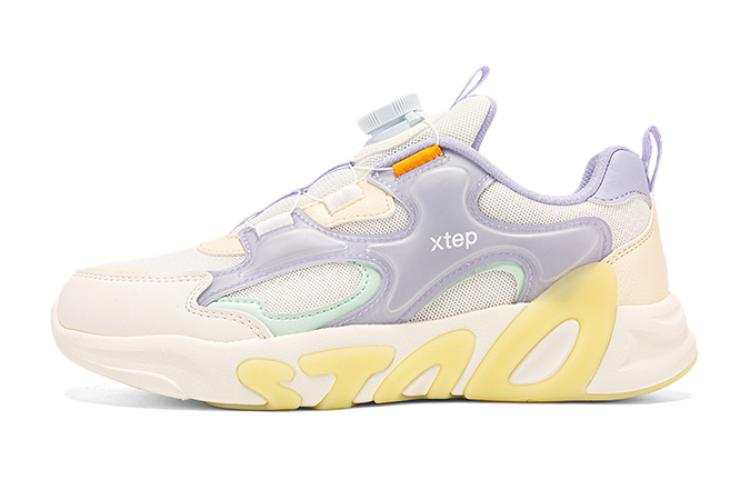 XTEP Slip Resistant Lightweight Non slip Lightweight Kids Lifestyle Shoes White Purple Teenagers