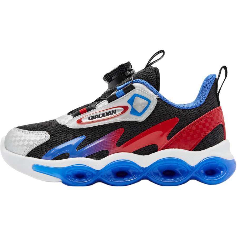 QIAODAN Slip Resistant Abrasion Resistant Low top Kids Lifestyle Shoes Black/Cobalt Blue Children Aged 3 7 Years Old