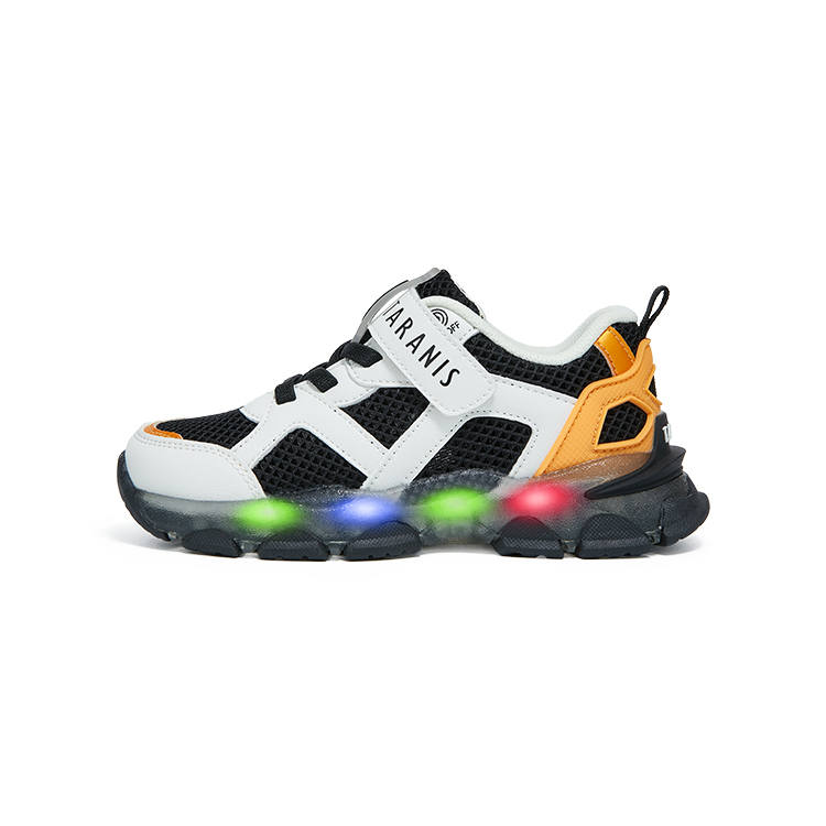 TARANIS Abrasion Resistant Breathable Kids' Running Shoes Black/White/Yellow Children Aged 3 7 Years Old