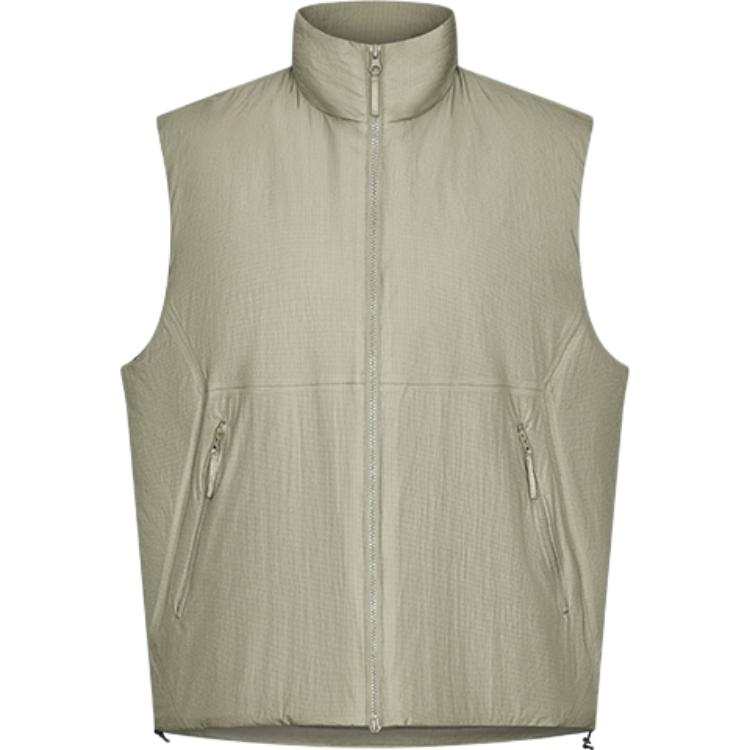 URBAN REVIVO Vests Men's Gray Green Stand Collar Other