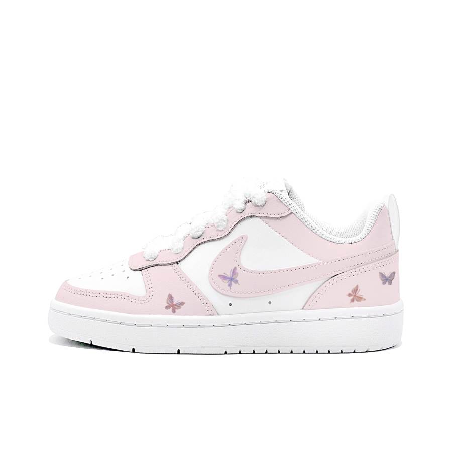 Nike Nike Court Borough Pink Butterfly Whisper Leather Slip Resistant Slip Resistant Low top Kids' Skateboarding Shoes Pink