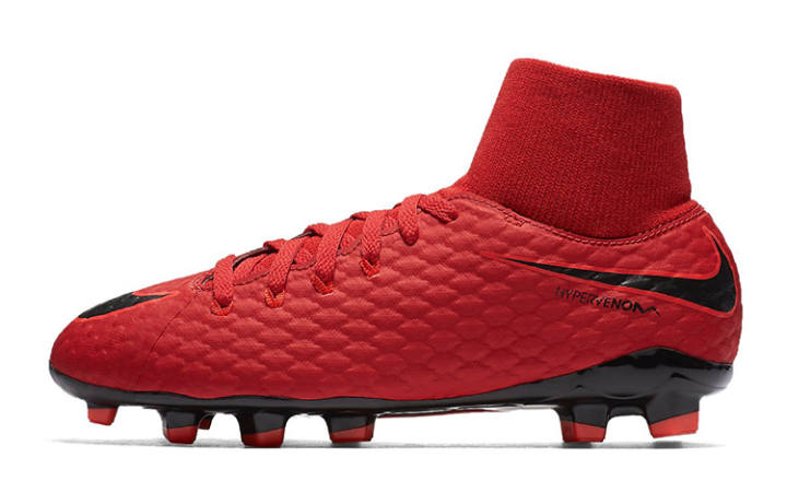 Nike Nike Hypervenom Phelon Slip Resistant Cushioning Abrasion Resistant High top Soccer Shoes Red Black Kids'