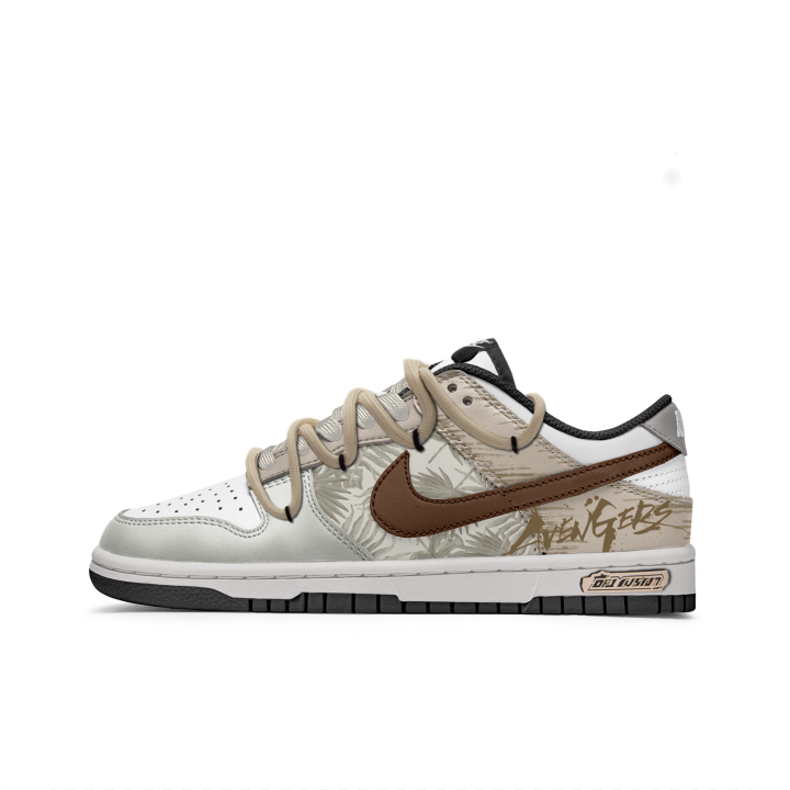 Nike Nike Dunk Dream Quest Slip Resistant Abrasion Resistant Low top Kids' Skateboarding Shoes Gray Brown Teenagers