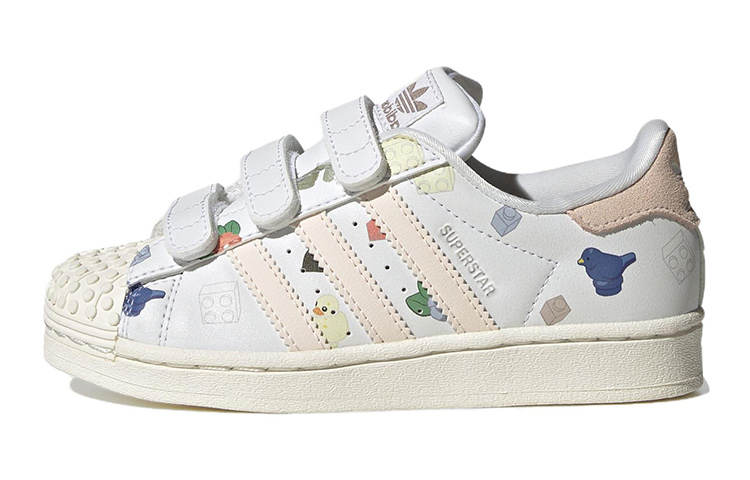 Adidas Originals LEGO x Adidas Originals SUPERSTAR Low top Kids' Skateboarding Shoes White Green Pink Kids'