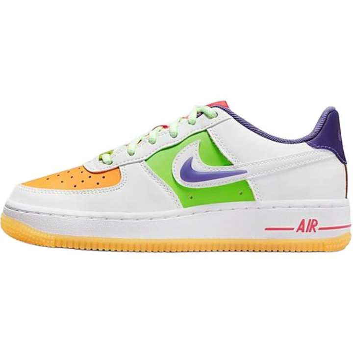 Nike Nike Air Force 1 Lv8 Synthetic Leather, Leather Low top Skateboard Shoes White Orange Green Purple Unisex