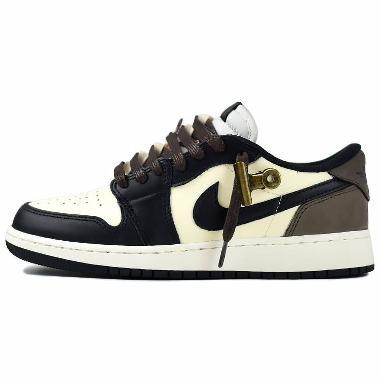 Jordan Jordan Air Jordan 1 Slip Resistant Abrasion Resistant Low top Kids' Skateboarding Shoes Black Brown Teenagers
