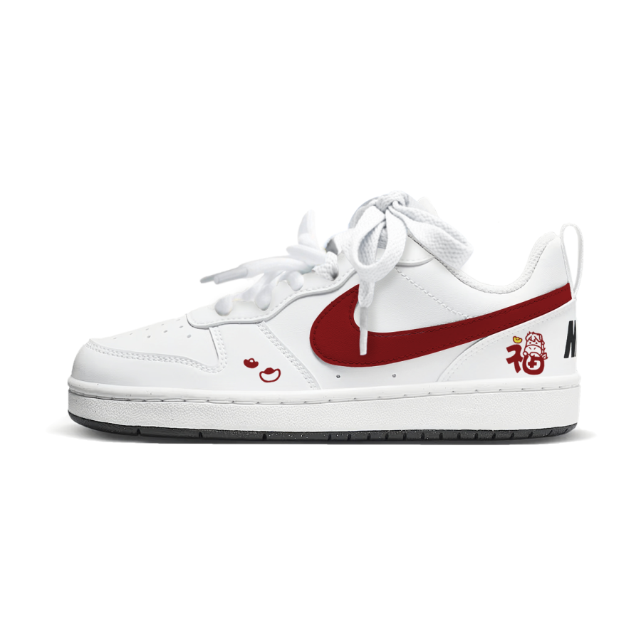 Nike Nike Court Borough 'Fu' Horse Greeting Card For The New Year Low top Kids' Skateboarding Shoes White Red Teenagers