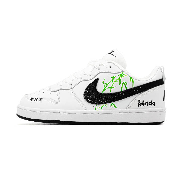 Nike Nike Court Borough Bamboo Ink Panda Synthetic Leather, Leather Low top Skateboard Shoes White Kids'