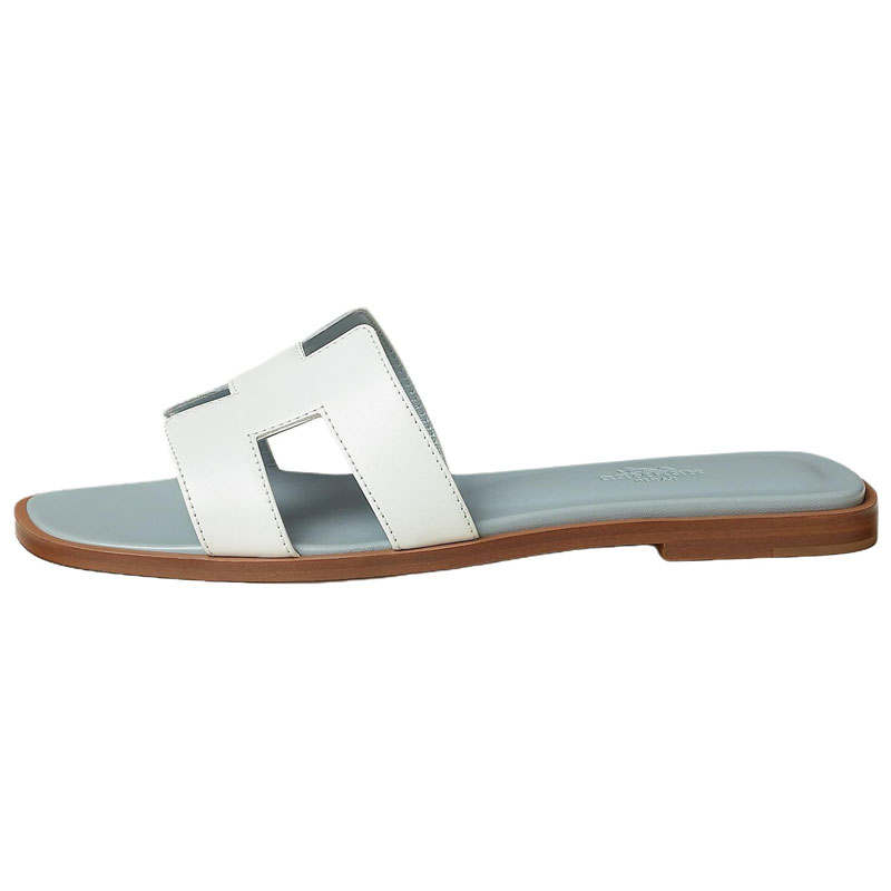 HERMES HERMES Oran Slide Slippers 1cm Women's White