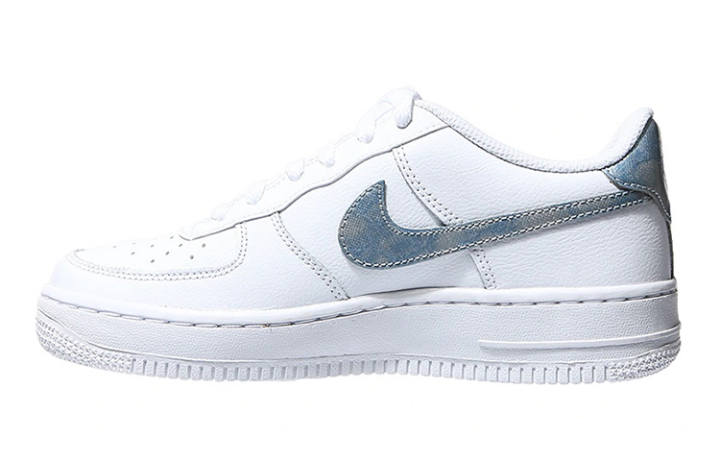 Nike Nike Air Force 1 Trainers In White Blue Cow Leather Low top Skateboard Shoes White Gray Unisex