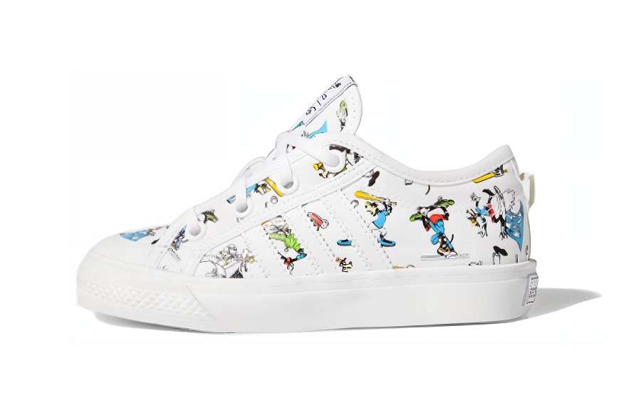 Adidas Originals Disney x Adidas Originals Nizza Sport Goofy Comfortable Slip Resistant Low top Skateboard Shoes White