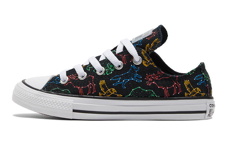 Converse Chuck Taylor All Star Abrasion Resistant Low top Kids Canvas Shoes Black Green Multicolor