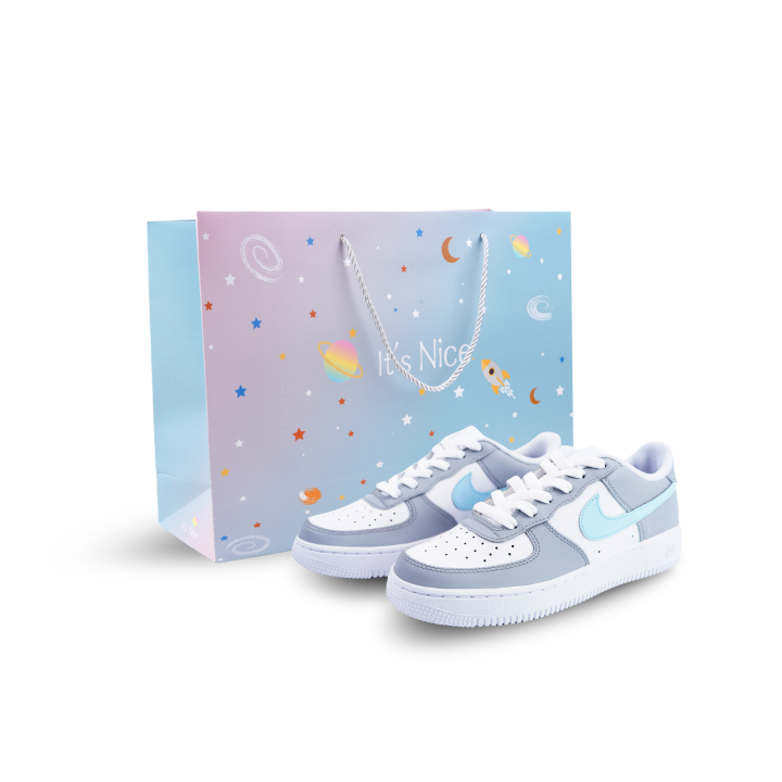 Nike Nike Air Force 1 Low top Kids' Skateboarding Shoes Gray Blue Teenagers