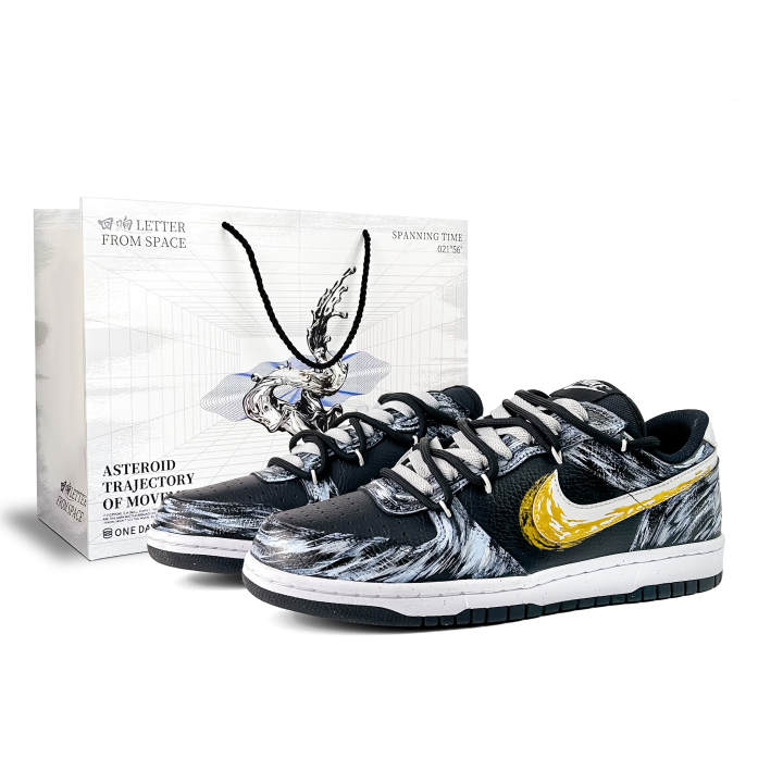Nike Nike Big Wind Eye Abrasion Resistant Slip Resistant Low top Skateboard Shoes Men's Black Blue Gold