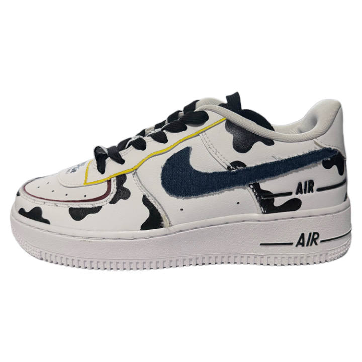 Nike Nike Air Force 1 Lv8 3 Cow Leather Low top Kids' Skateboarding Shoes Black White Blue Unisex