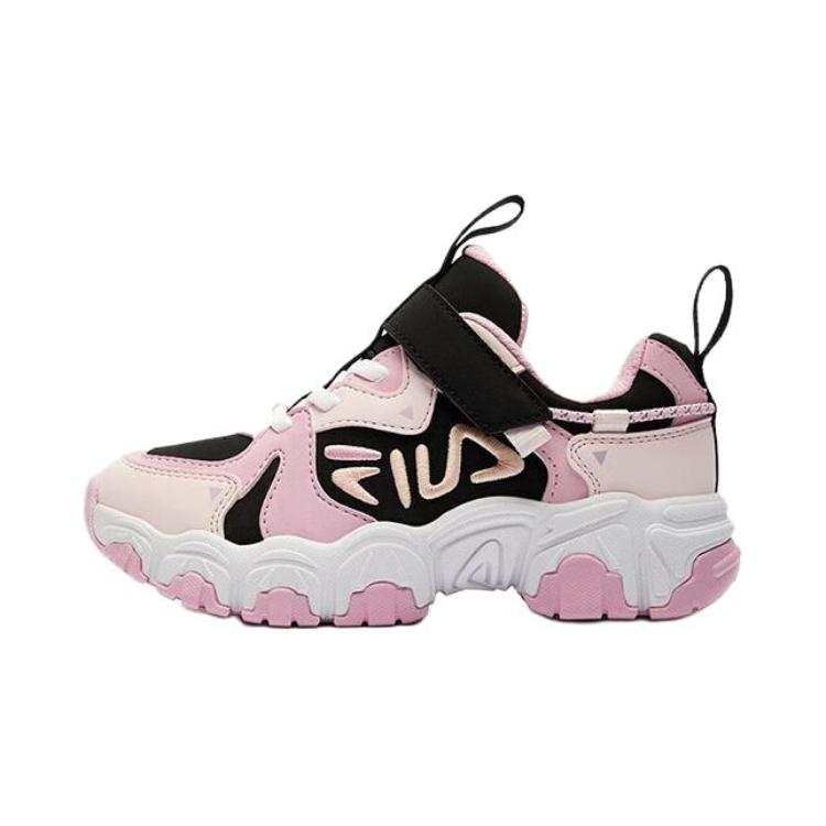 FILA KIDS Slip Resistant Abrasion Resistant Low top Kids' Running Shoes Black Pink Pre school