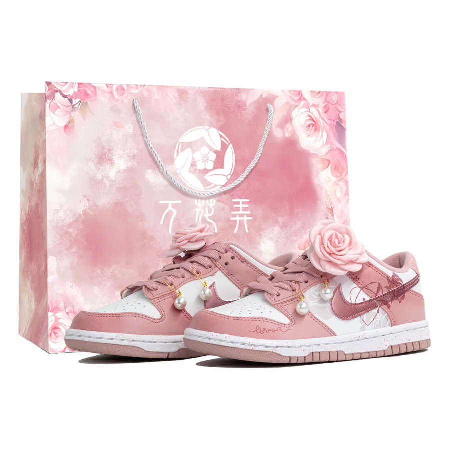 Nike Nike Dunk Kaleidoscope, Rose Story, Shopping Bag Slip Resistant Abrasion Resistant Low top Kids' Skateboarding Shoes