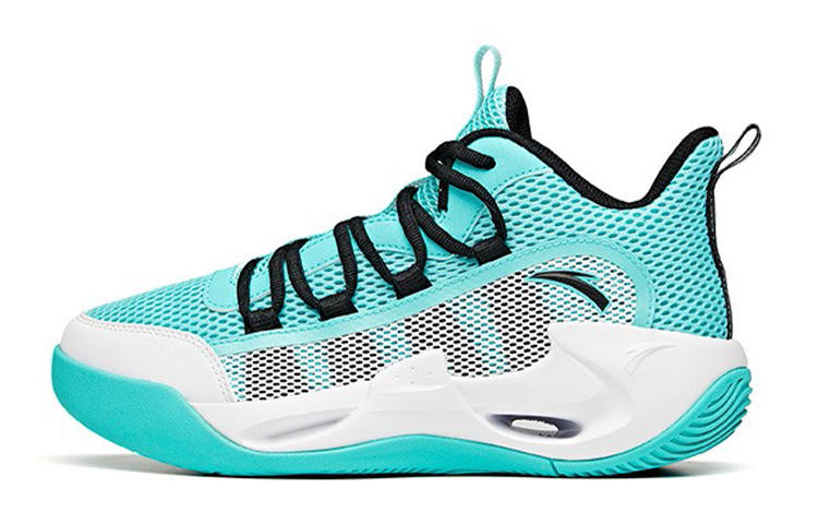 Antakids Wind Tunnel Cushioning Abrasion Resistant Breathable Support Mid top Basketball Shoes Green Black White Unisex