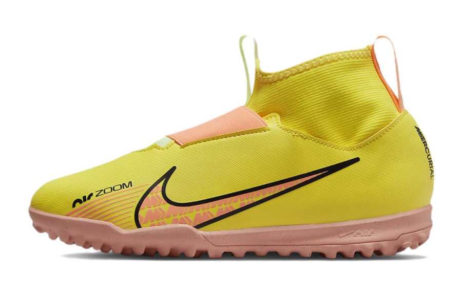 Nike Nike Mercurial Superfly 9 Slip Resistant Cushioning Abrasion Resistant Mid top Soccer Shoes Yellow Kids'