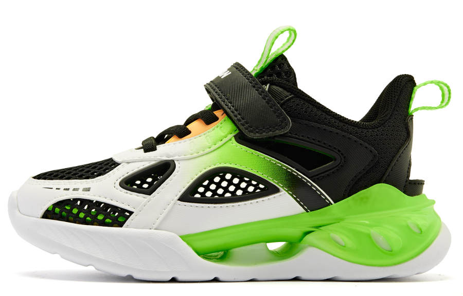 QIAODAN Slip Resistant Abrasion Resistant Low top Kids' Running Shoes Black Green Pre school