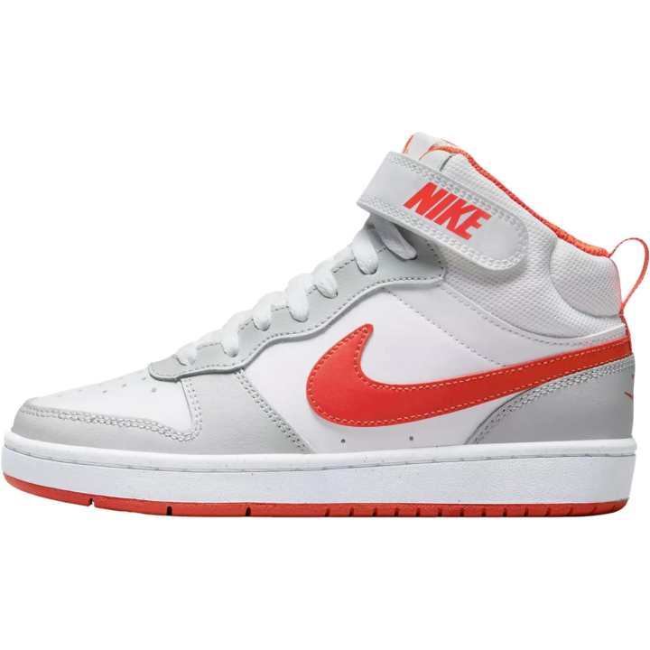 Nike Nike Court Borough Abrasion Resistant Mid top Kids' Skateboarding Shoes White Orange Teenagers