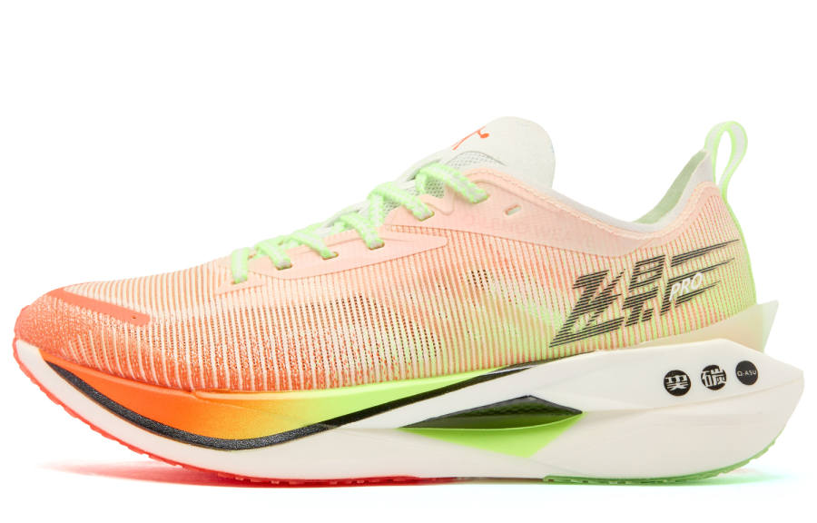 QIAODAN Flying Shadow PRO YOUNG Synthetic Leather Low top Running Shoes Orange Green Unisex