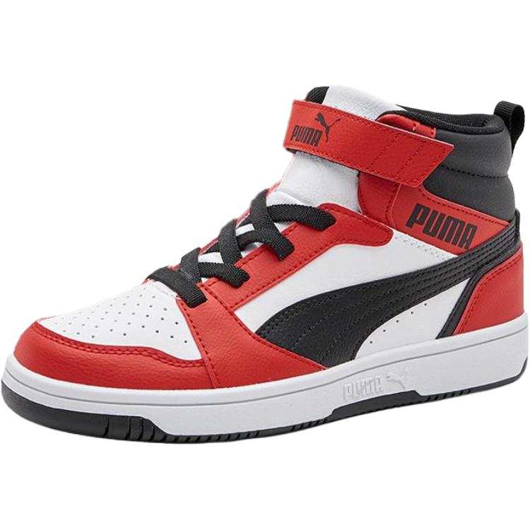 PUMA Rebound V6 Mid top Kids' Skateboarding Shoes Red White Black Teenagers