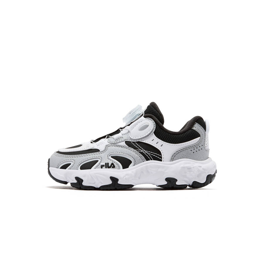 FILA KIDS Heritage FHT Synthetic Leather, Textile Cushioning Breathable Running Shoes Black/Space Silver Kids'
