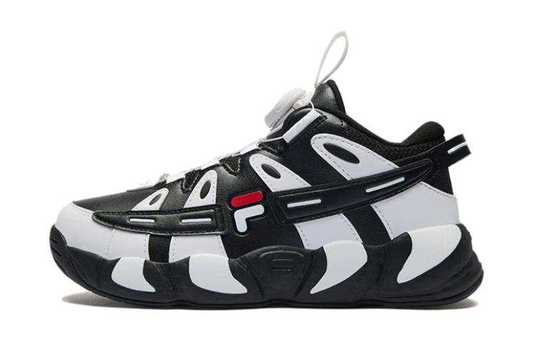 FILA KIDS Slip Resistant Abrasion Resistant Low top Kids Lifestyle Shoes Black White Teenagers