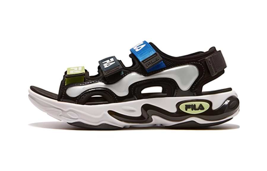 FILA KIDS Slip Resistant Abrasion Resistant Anti kick Children's Sandals Black Blue Teenagers
