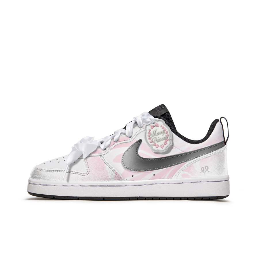 Nike Nike Court Borough Slip Resistant Cushioning Abrasion Resistant Low top Kids' Skateboarding Shoes Pink White Teenagers