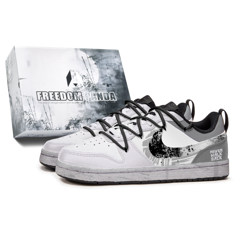 Nike Nike Court Borough Slip Resistant Abrasion Resistant Low top Kids' Skateboarding Shoes Gray White Teenagers