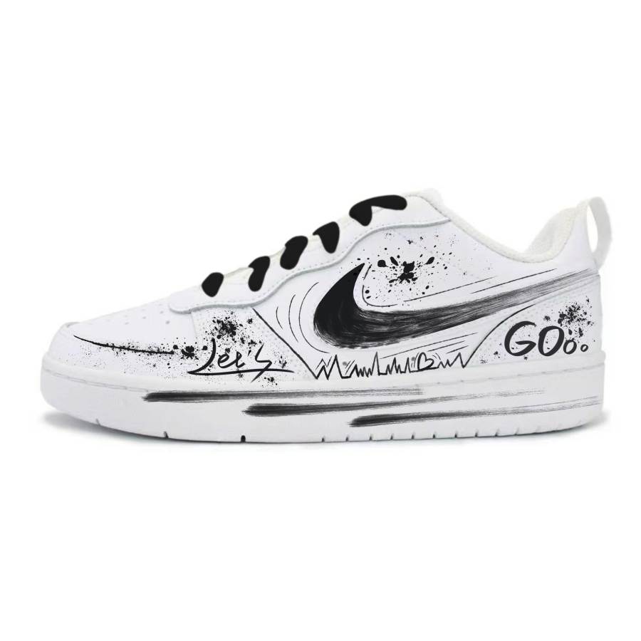 Nike Nike Court Borough Leather Slip Resistant Abrasion Resistant Low top Skateboard Shoes Black Kids'