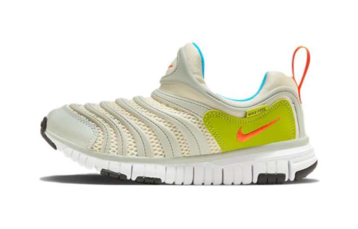 Nike Nike Dynamo Free PS Caterpillar Cushioning Low top Kids Lifestyle Shoes Silver Green Pre school