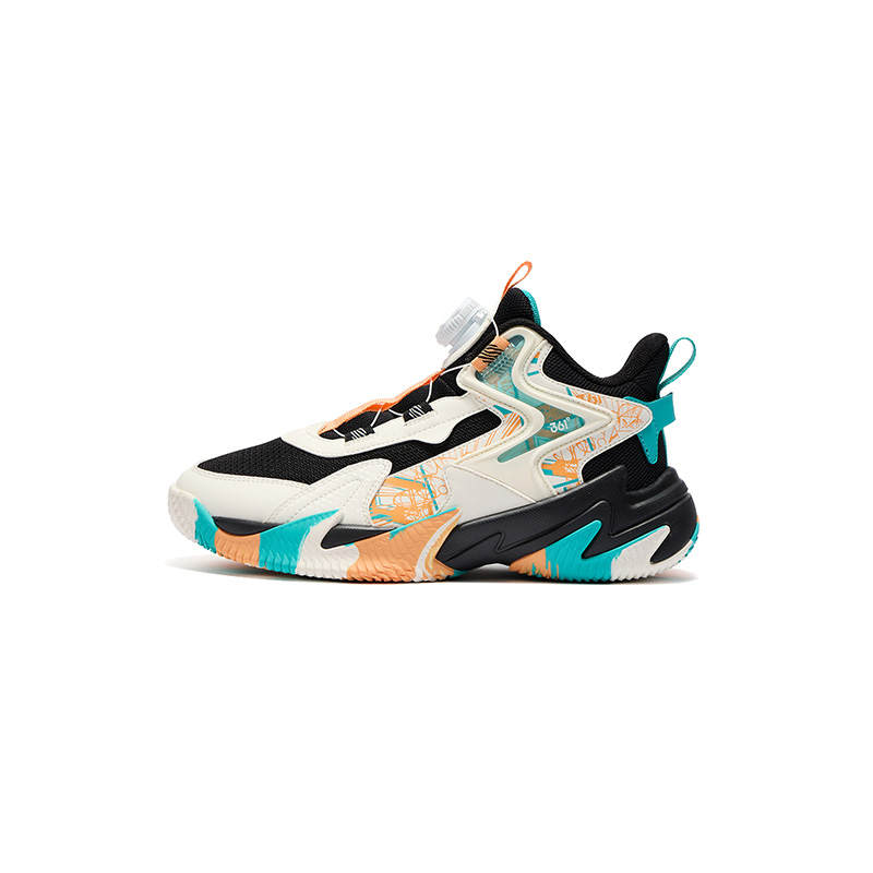 361°KIDS Brave Warrior 2.0 Low top Basketball Shoes Black White Green Unisex