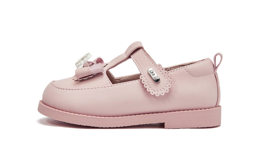 DAVE&BELLA Hello Kitty x DAVE&BELLA Slip Resistant Abrasion Resistant Kids' Leather Shoes Gray Pink Children Aged 3 7 Years Old