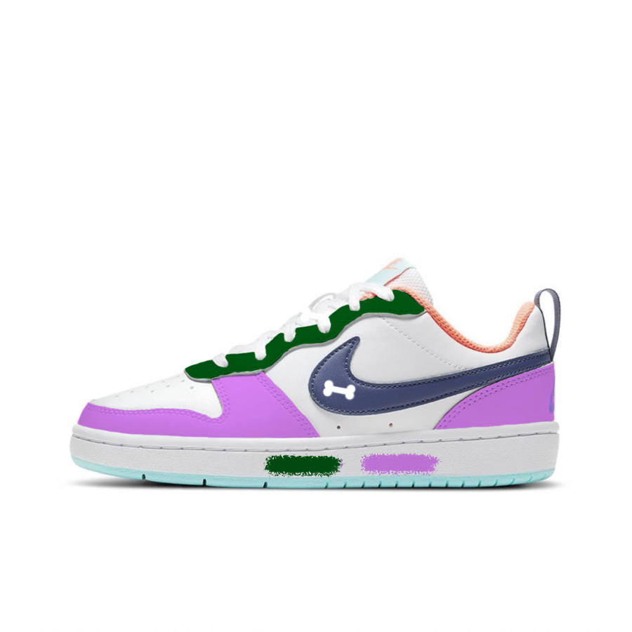 Nike Nike Court Borough 2 Grape Vine Leather Low top Kids' Skateboarding Shoes White Purple Green Teenagers