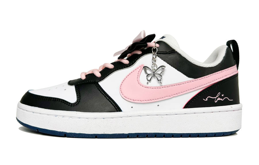 Nike Nike Court Borough Abrasion Resistant Cushioning Breathable Low top Kids' Skateboarding Shoes Black Pink Kids'