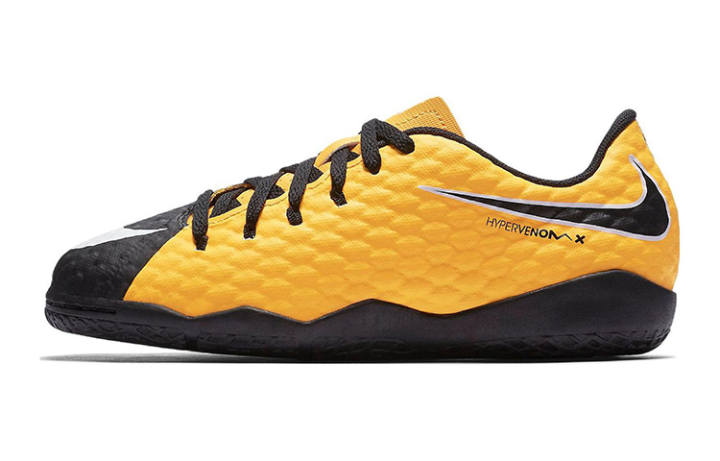 Nike Nike Hypervenom Phelon Slip Resistant Cushioning Abrasion Resistant Low top Soccer Shoes Black Yellow Kids'