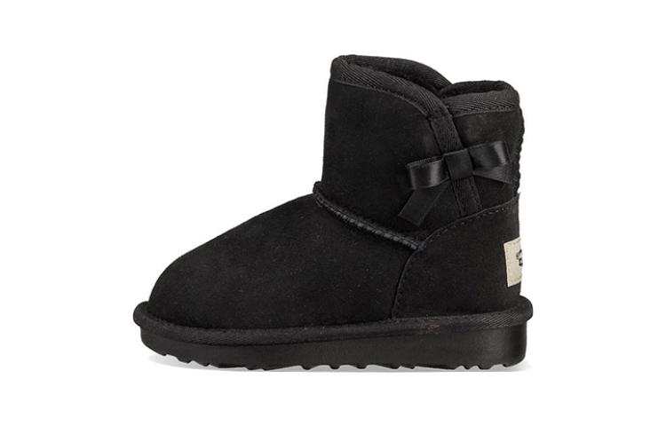 UGG Classic Heritage Entry Cow Split Leather Fleece Lined Snow Boots Kids' Boots Black Children Aged 3 7 Years Old